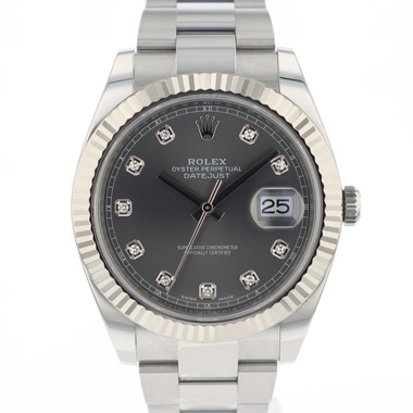 Rolex - Datejust 41 Fluted Dark Rhodium Diamond Dial