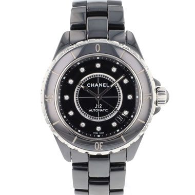 Chanel - J12 Black Ceramique 38MM Black Diamond Dial