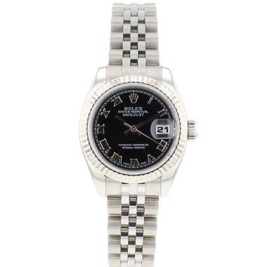 Rolex - Lady-Datejust 26 Steel Jubilee Fluted Black Roman Dial