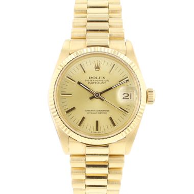 Rolex - Datejust 31MM Yellow Gold President Fluted Champagne Dial