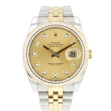 Rolex - Datejust 36 Steel Gold Jubilee Fluted Champagne Diamond Dial