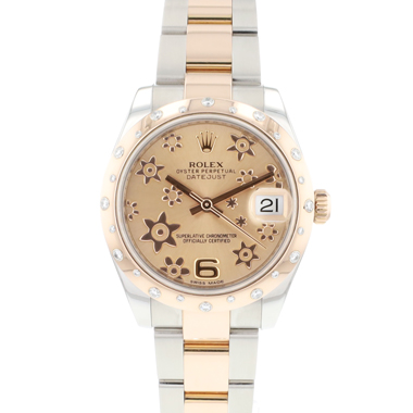 Rolex - Datejust 31 Steel Everosegold Pink Flower Dial Diamonds