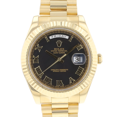 Rolex - Day-Date II Yellow Gold Black Roman Dial